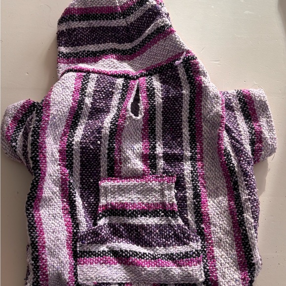 DOG Hooded Knit poncho in Purple & Pink Stripes - Picture 7 of 9